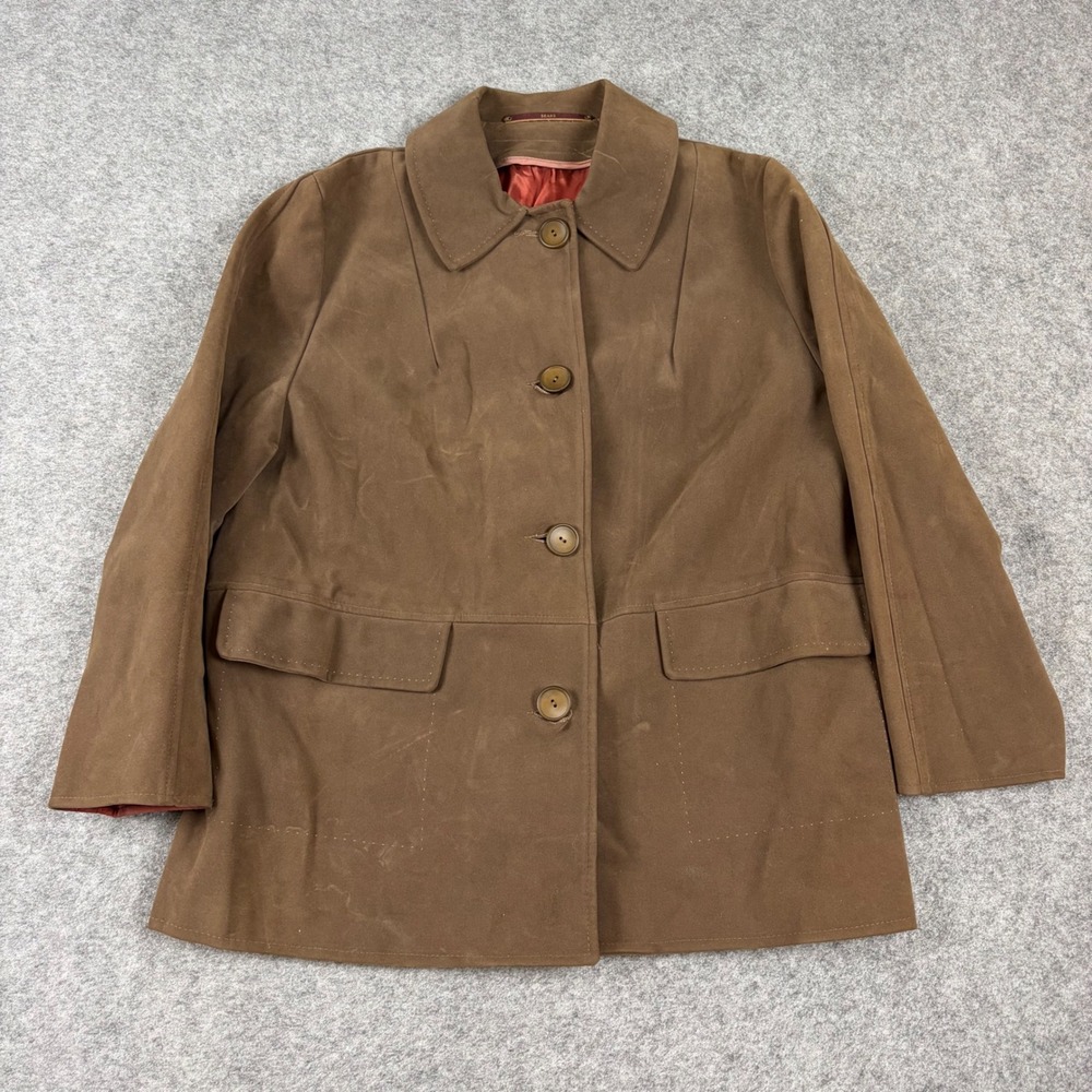 Sears Napoli Suede Jacket Womens Brown Faux Suede Vinyl Vintage 70s Coat